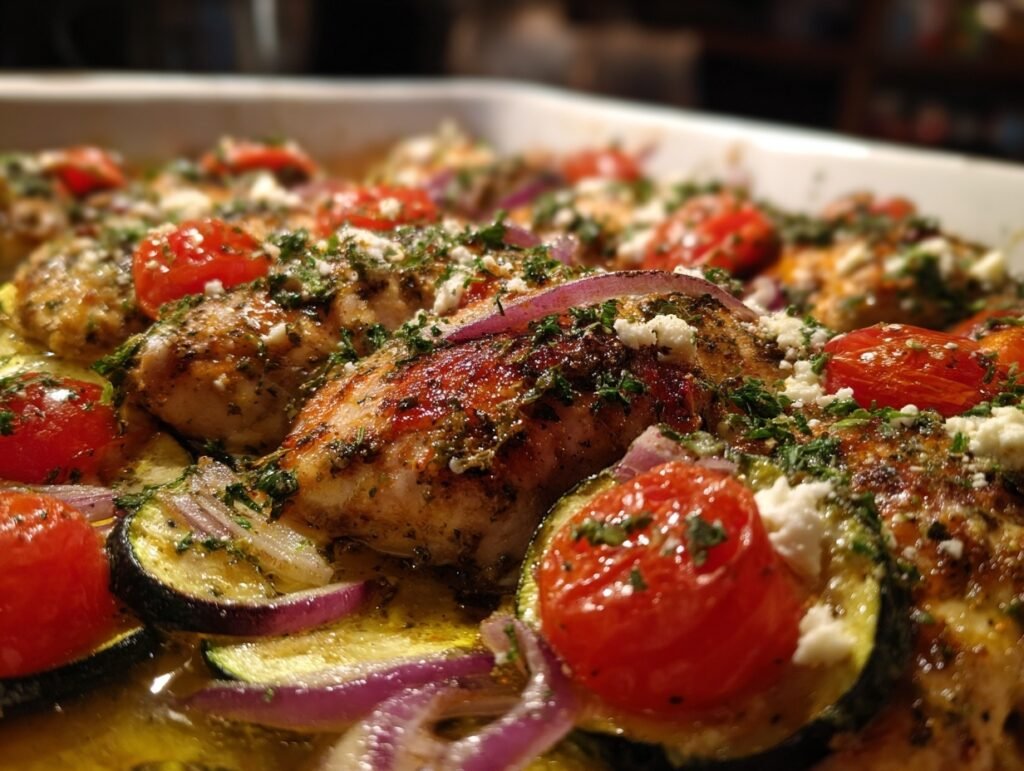 Mediterranean Chicken Zucchini Bake