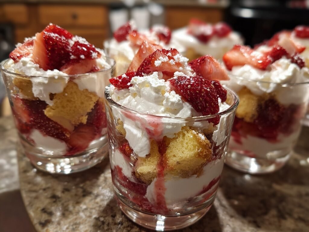 Creamy Strawberry Trifle Cups