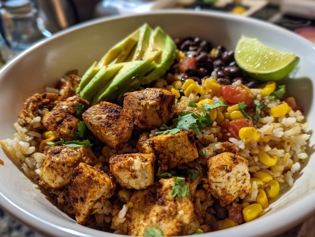 Crispy Chipotle Chicken Burrito Bowls