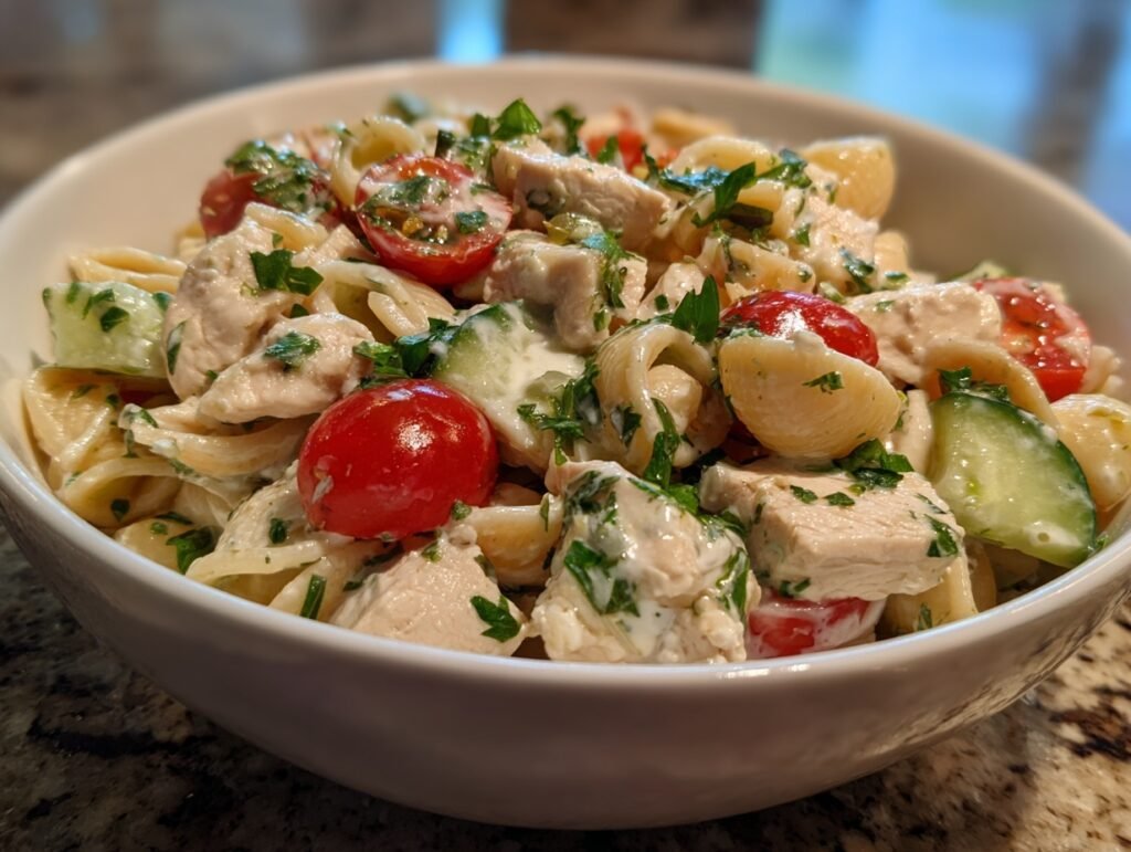 High Protein Chicken Pasta Salad