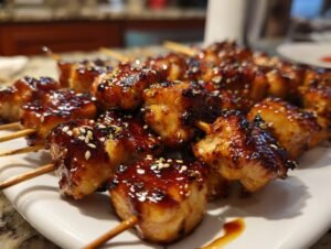 Saucy Teriyaki Chicken Skewers