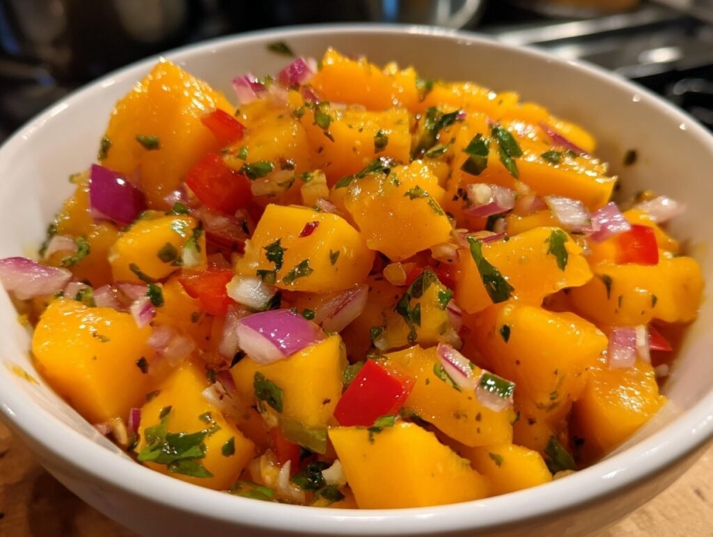 easy no onion mango salsa