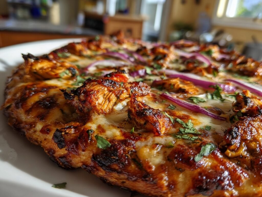 grilled BBQ chicken pizza