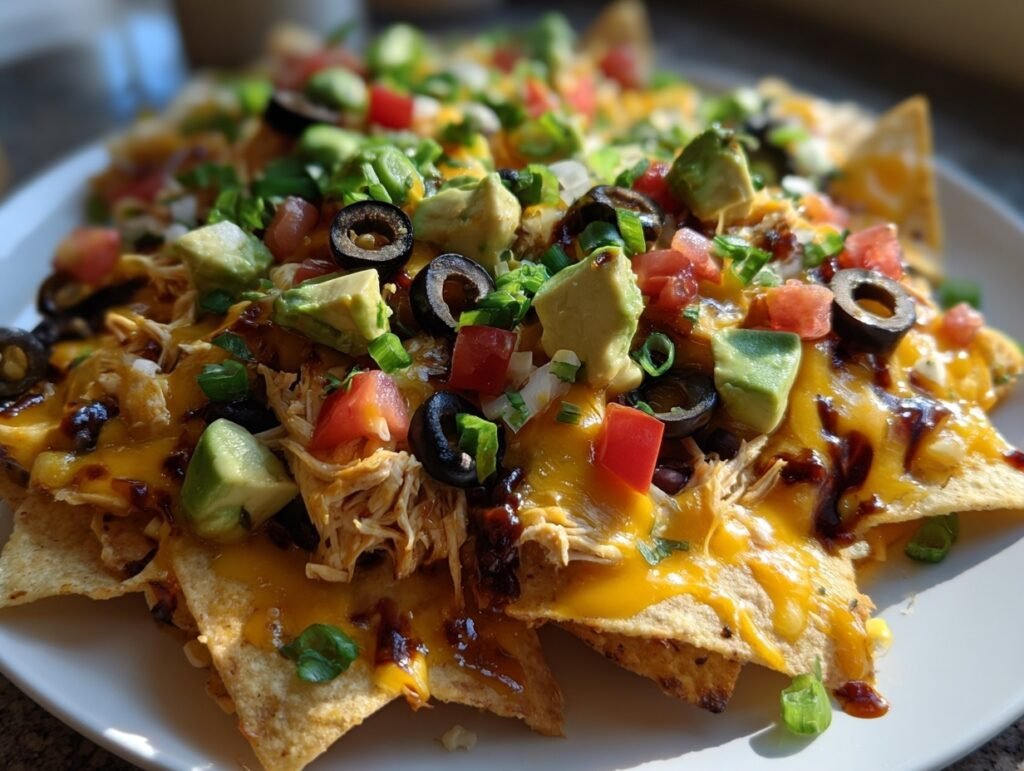 loaded chicken nachos