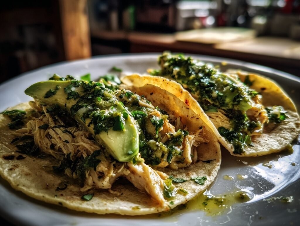 salsa verde chicken tacos