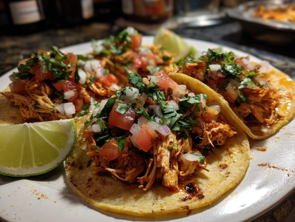 shredded chicken street tacos