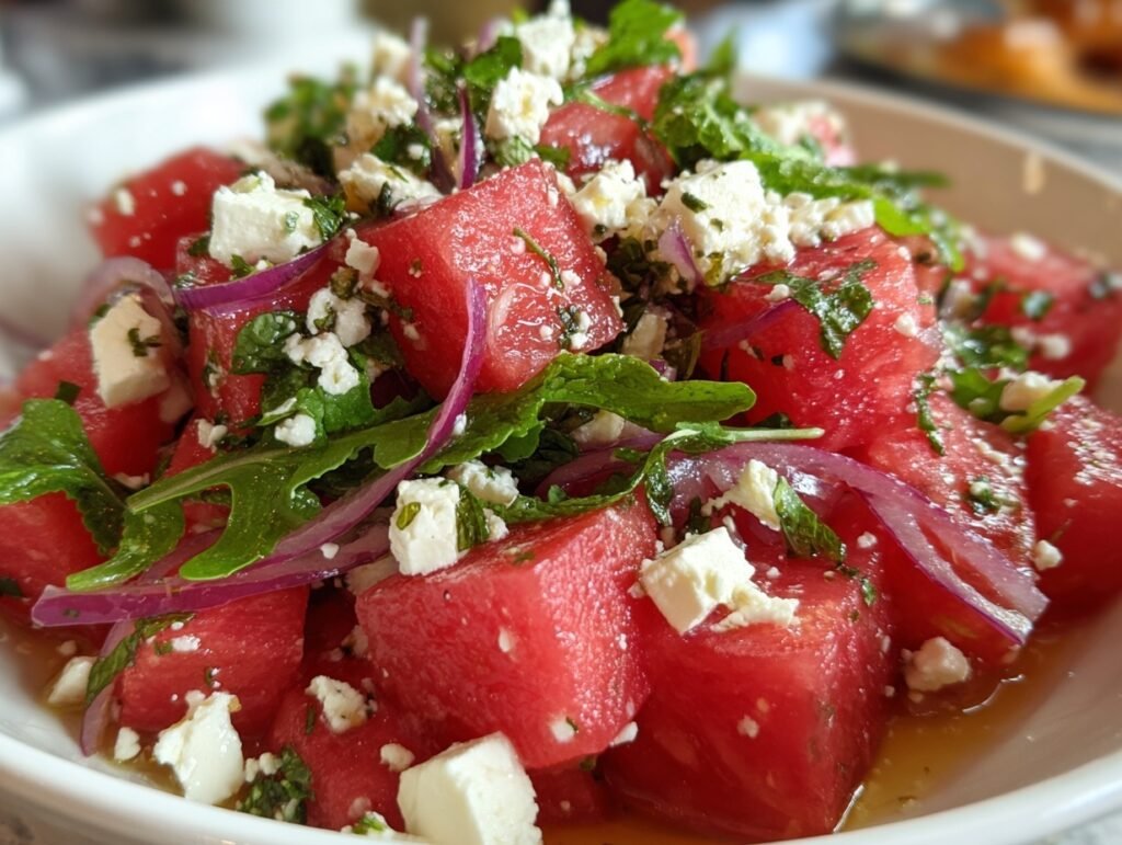 watermelon feta arugula salad