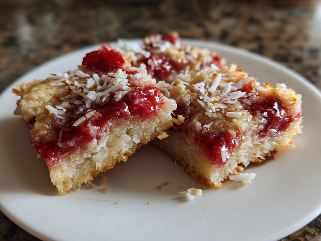 Creamy Coconut Strawberry Bars