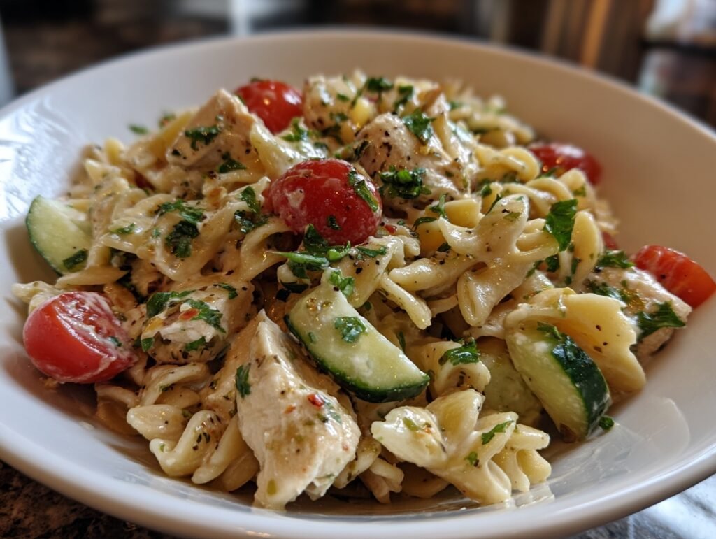High Protein Chicken Pasta Salad